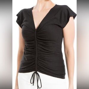 Max Studio Women's Center Cinched Short Sleeve Top